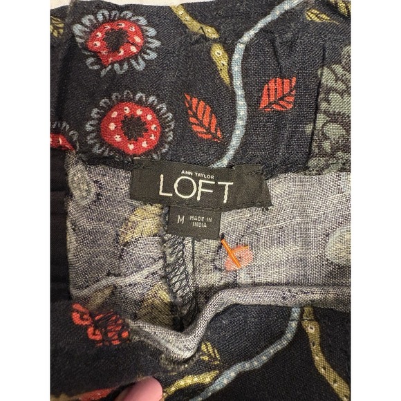Ann Taylor Loft Linen Blend Shorts, Floral And Paisley, Fringe Hem, Blue, Medium - Picture 2 of 9